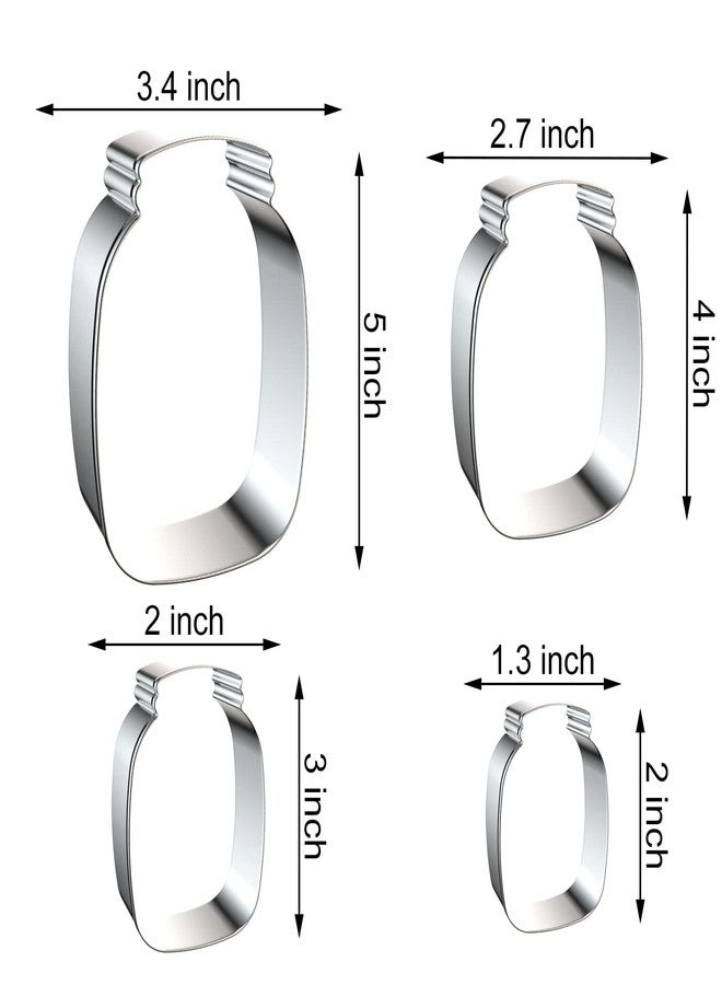 QAAQS Mason Jar Cookie Cutter Set - 5", 4", 3", 2" - 4 Piece Milk Bottle Cookie Cutters Shapes Biscuit Molds - Stainless Steel - Image 2